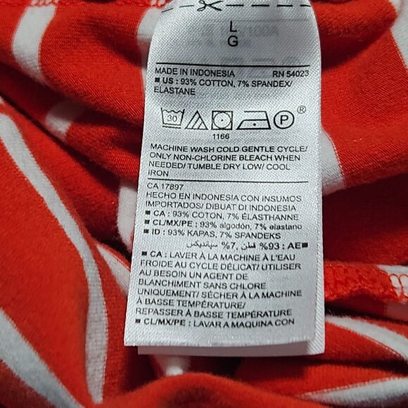 Old Navy Red White Striped T Shirt Dress Womens Size L Short Sleeve Fitted Mini - Picture 5 of 5